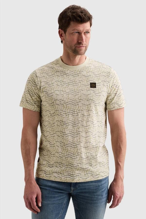 PME LEGEND T-shirt van slub jersey met allover print en badge