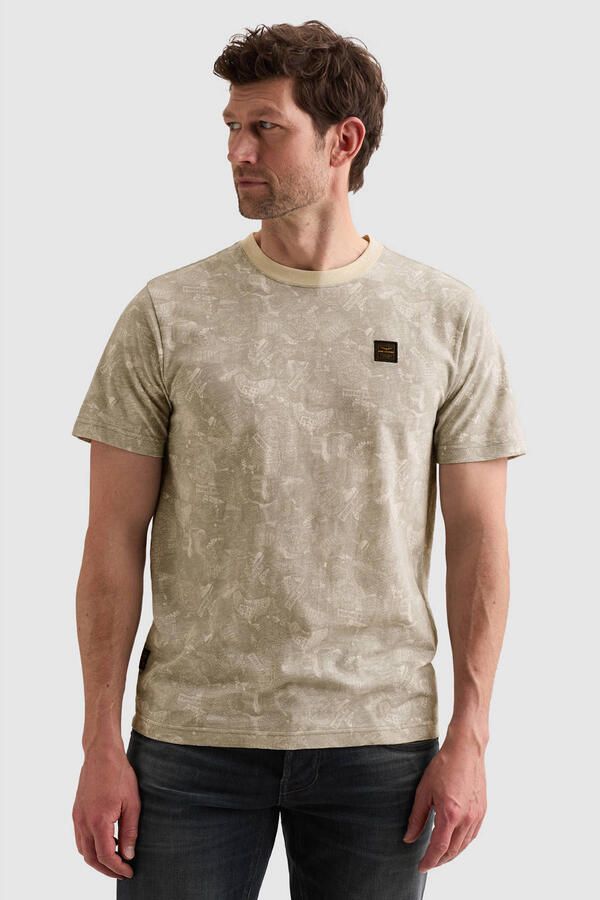 PME LEGEND T-shirt van slub jersey met subtiel allover print