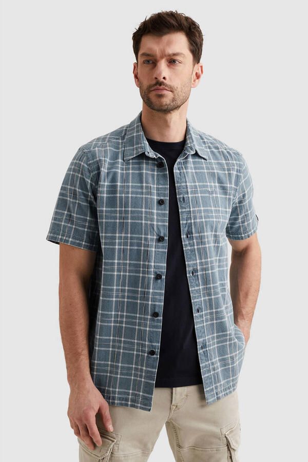PME Legend regular geruit casual overhemd blauw