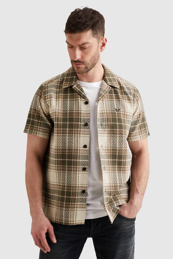 PME Legend regular geruit casual overhemd donkergroen