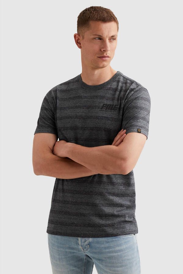 PME Legend regular gestreept T-shirt grijs