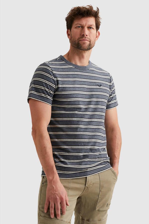 PME Legend regular gestreepte T-shirt blauw