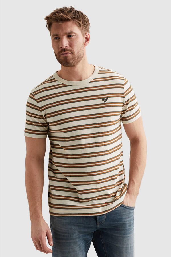 PME Legend regular gestreepte T-shirt ecru