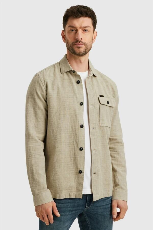 PME LEGEND Shirt jacket van een katoen linnen blend