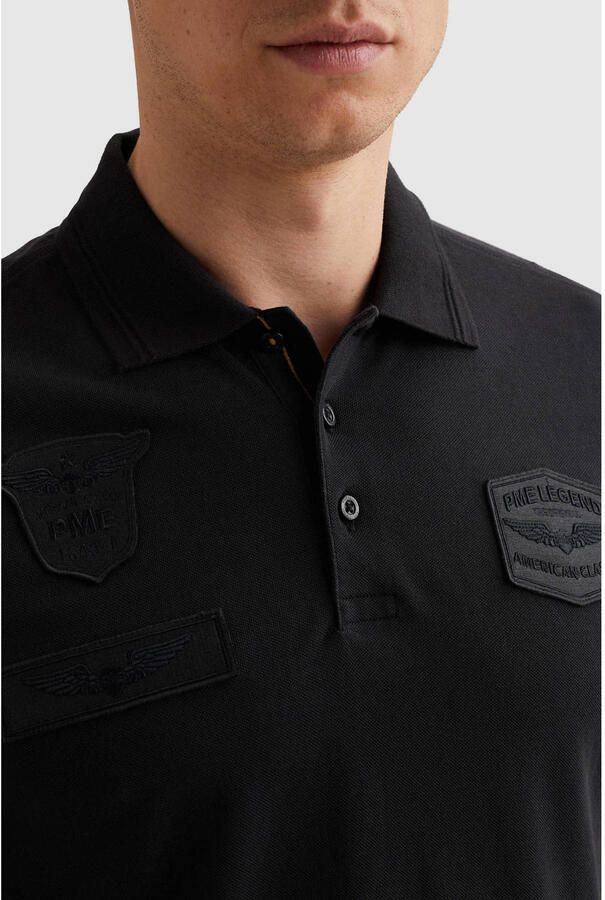 PME LEGEND Polo met badges en ribkraag - Foto 2