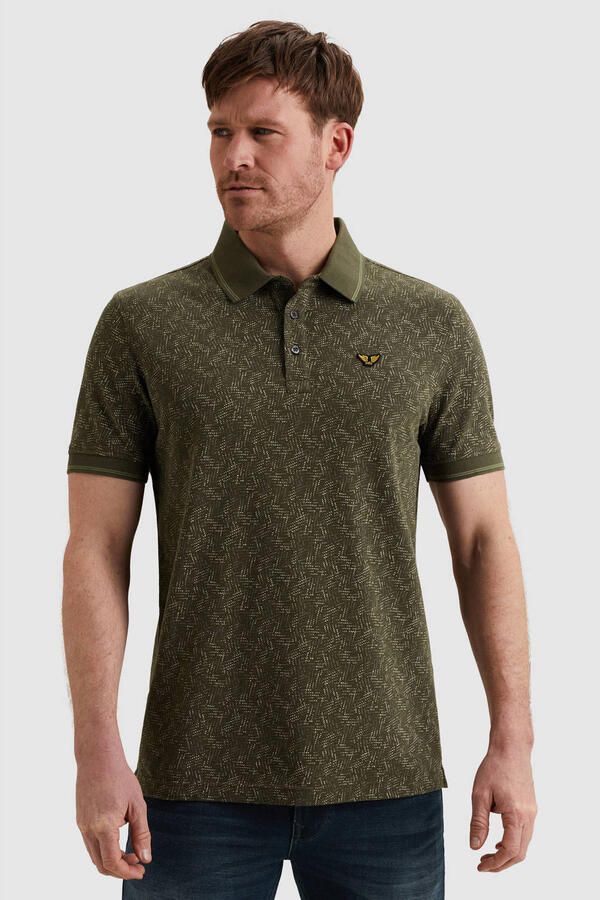 PME LEGEND Polo met allover print en ribkraag