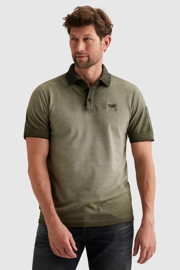 PME LEGEND Polo met cold-dye wassing en flight pocket