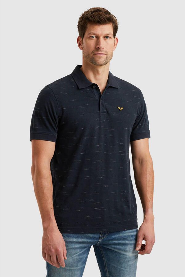 PME Legend regular polo gebreid donkerblauw