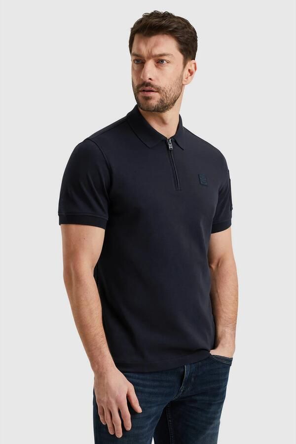 PME LEGEND Heren Polo's & T-shirts Short Sleeve Polo Interlock Melange Zip Blauw - Foto 5