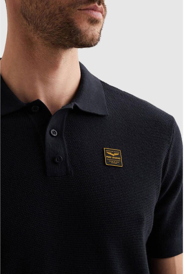 PME Legend regular polo gebreid donkerblauw - Foto 2