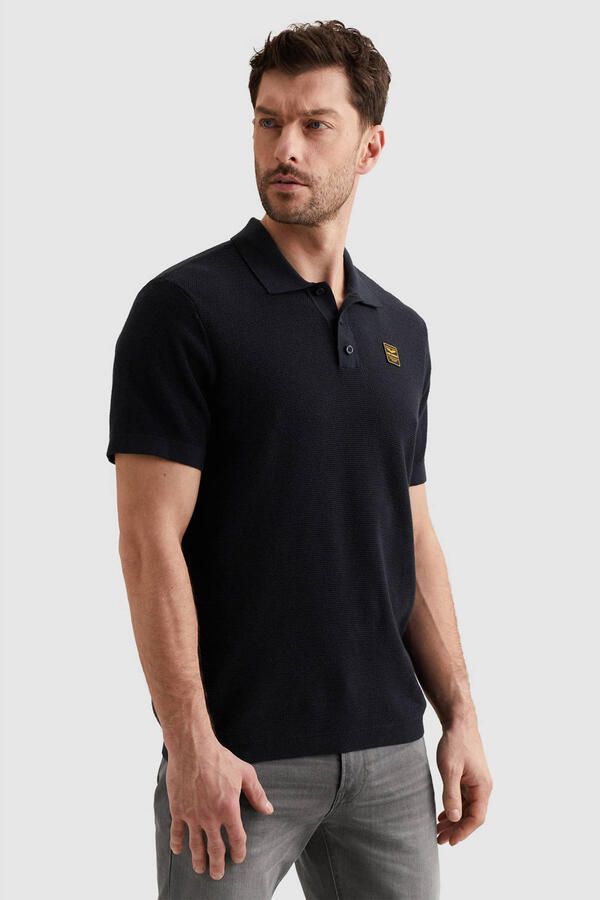 PME Legend regular polo gebreid donkerblauw