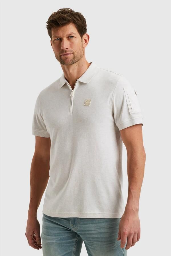 PME LEGEND Heren Polo's & T-shirts Short Sleeve Polo Interlock Melange Zip Beige - Foto 6