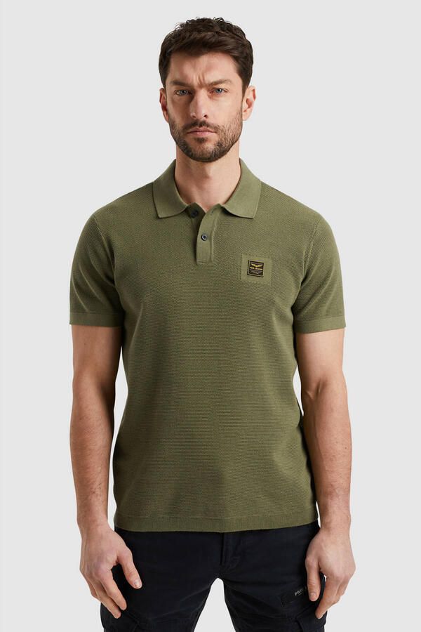 PME Legend regular polo gebreid groen