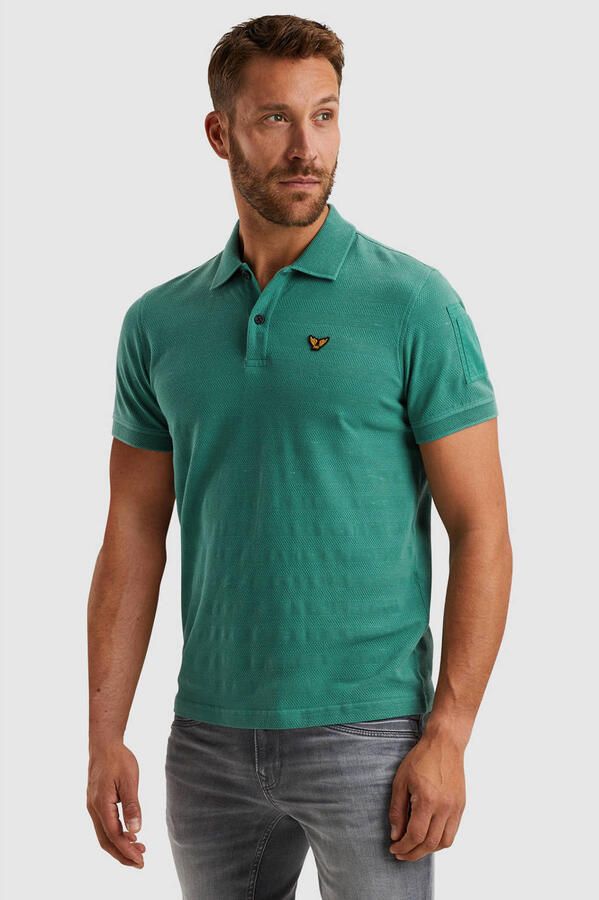 PME Legend Jacquard Piqué Korte Mouw Polo Green Heren