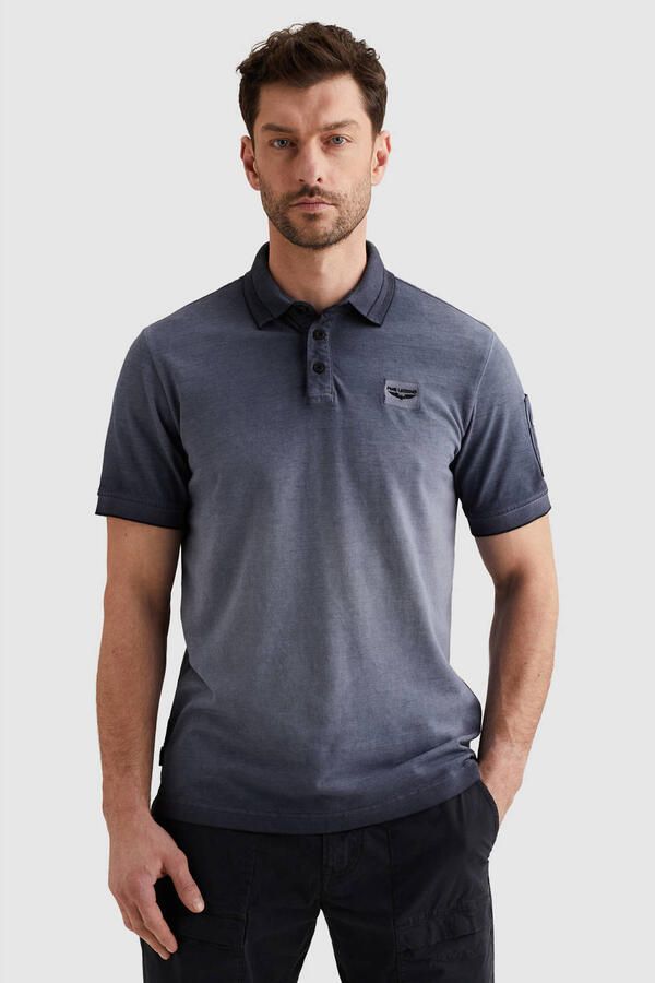 PME LEGEND Polo met cold-dye wassing en flight pocket