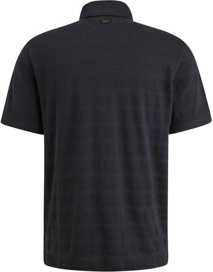 PME Legend regular polo met ingebreid patroon donkerblauw