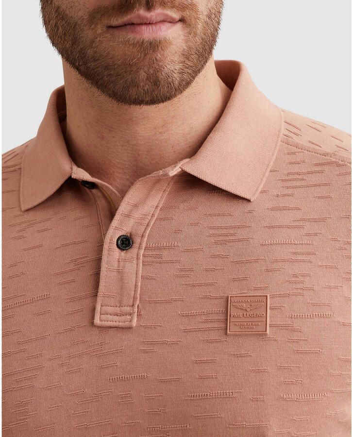 PME Legend regular polo met ingebreid patroon roze