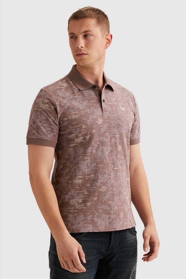 PME LEGEND Polo van slub jersey met allover print