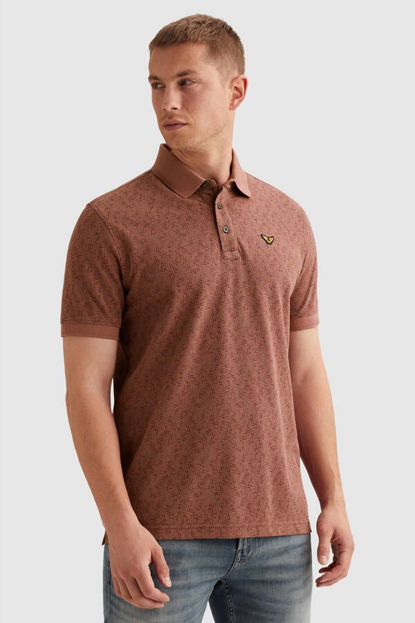 PME LEGEND Polo met allover print en ribkraag