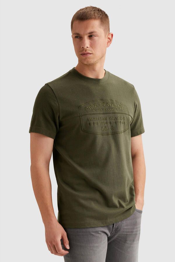 PME Legend regular T-shirt donkergroen met textuur