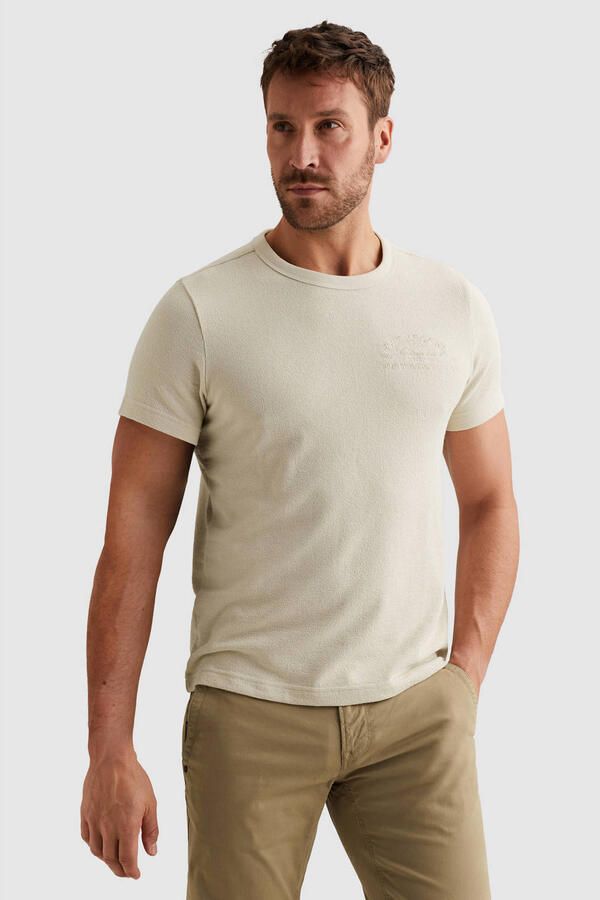 PME Legend regular T-shirt ecru gebreid