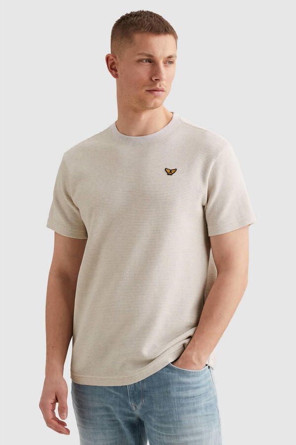 PME LEGEND Heren Polo's & T-shirts Two Tone Textured Stripe Ecru - Foto 5