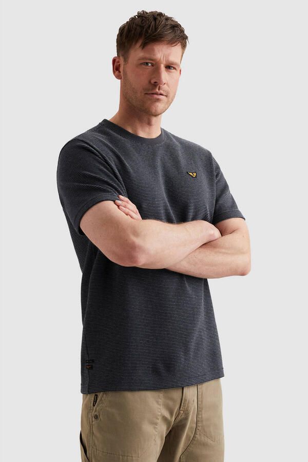 PME LEGEND Heren Polo's & T-shirts Two Tone Textured Stripe Donkerblauw - Foto 5