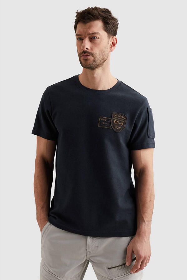 PME Legend regular T-shirt gebreid donkerblauw