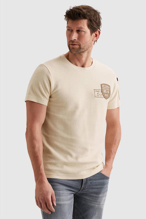 PME Legend regular T-shirt gebreid ecru