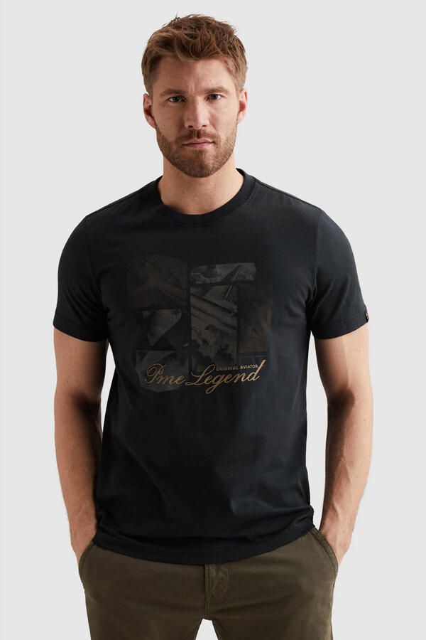PME Legend T-shirt met labelprint en ronde hals