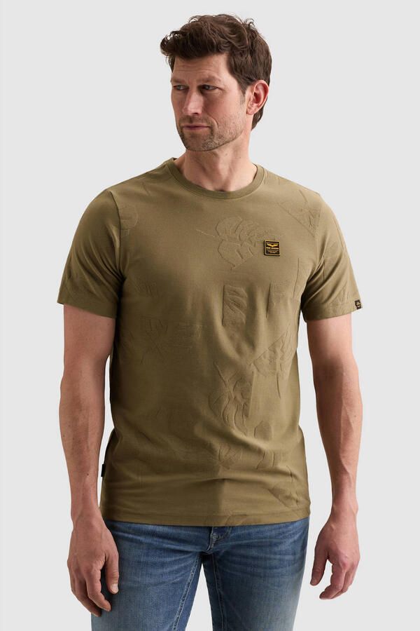 PME LEGEND Heren Polo's & T-shirts Short Sleeve R-neck Jacquard Jersey Khaki - Foto 5