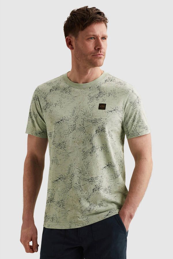 PME Legend Slub Jersey T-Shirt Allover Print Cameo Green