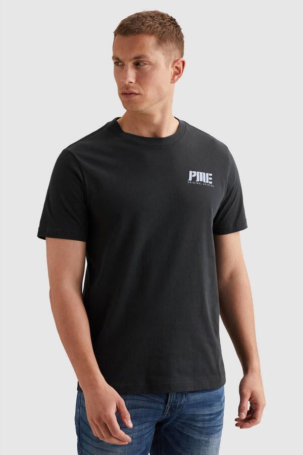 PME Legend regular T-shirt met backprint antraciet
