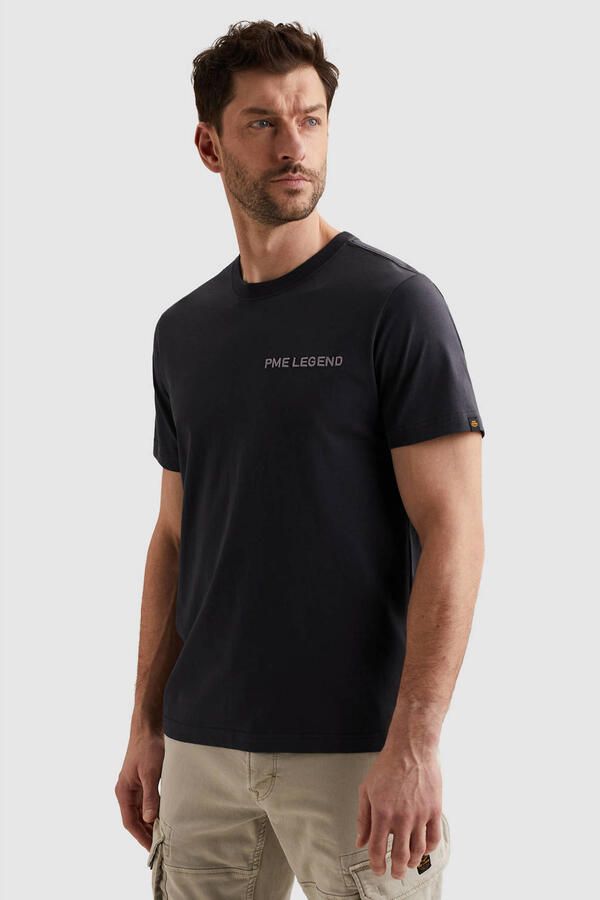PME Legend regular T-shirt met backprint donkerblauw