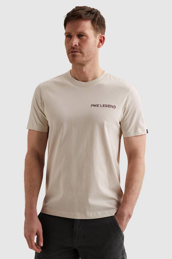 PME Legend regular T-shirt met backprint ecru