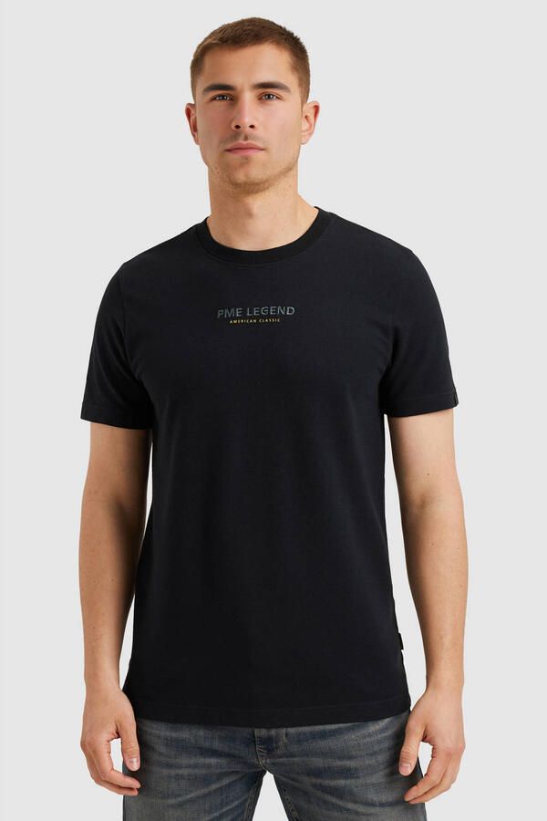 PME Legend regular T-shirt met textuur donkerblauw - Foto 2