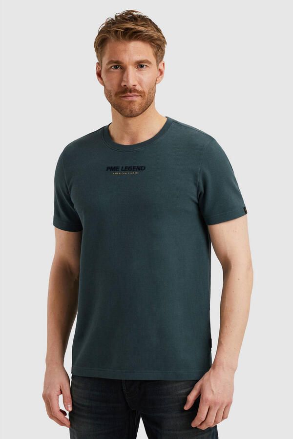 PME LEGEND Heren Polo's & T-shirts Flat Waffle Jersey Blauw - Foto 7