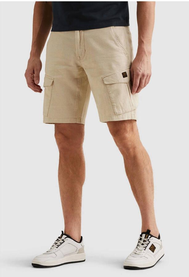 PME Legend relaxed cargo short met linnen beige