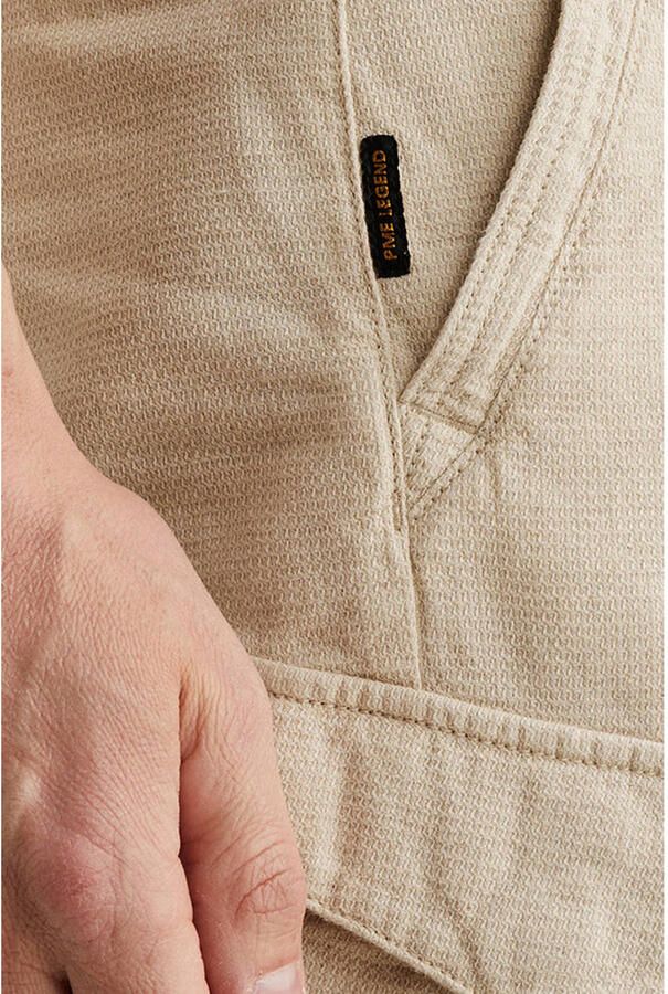 PME Legend relaxed cargo short met linnen beige - Foto 2