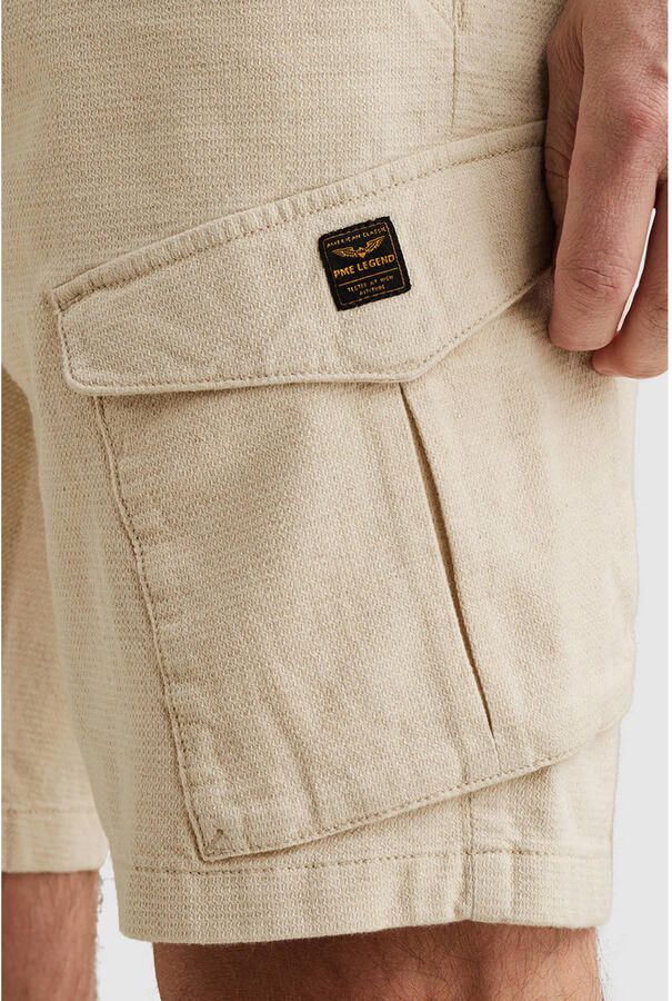 PME Legend relaxed cargo short met linnen beige - Foto 3