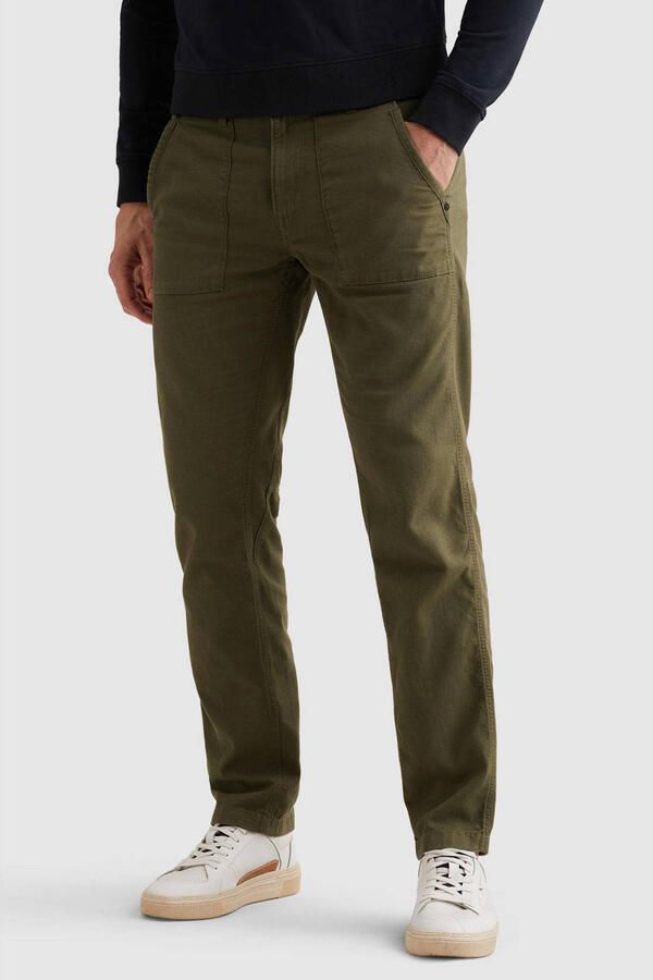 PME Legend relaxed casual broek met linnen donkergroen - Foto 2