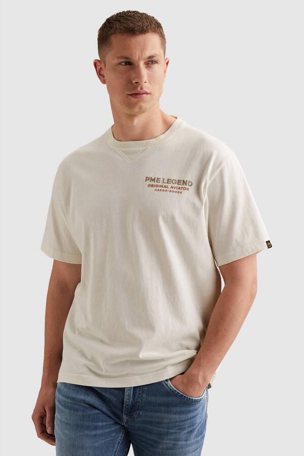 PME Legend relaxed T-shirt met backprint ecru