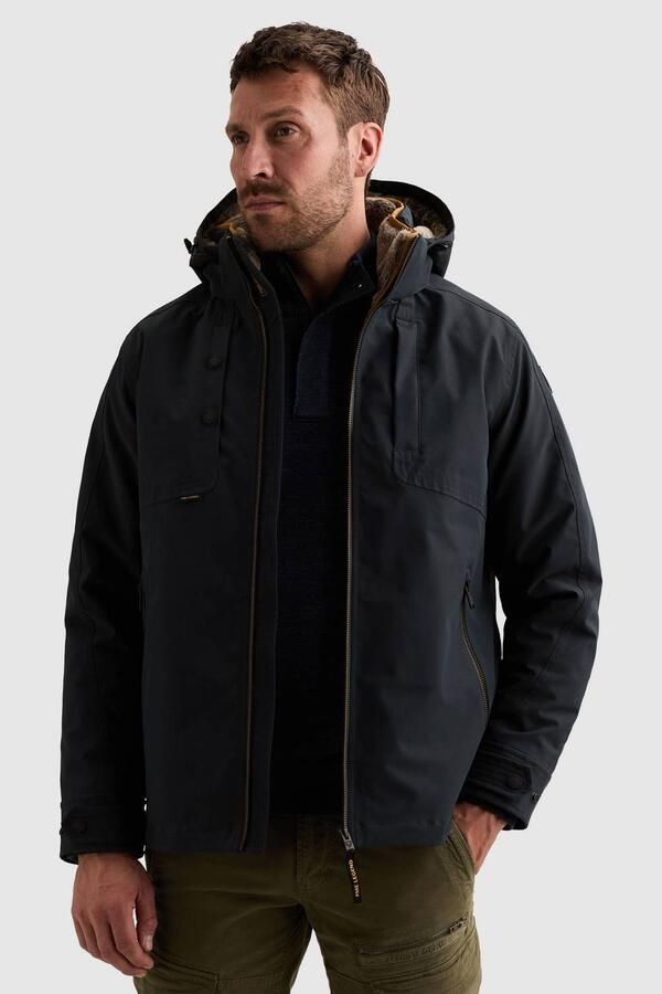 PME Legend SNOWPACK winterparka met imitatiebontkraag donkerblauw