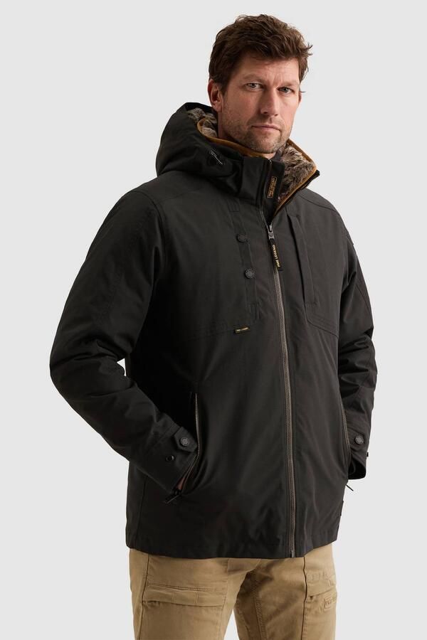PME Legend SNOWPACK winterparka met imitatiebontkraag jet black