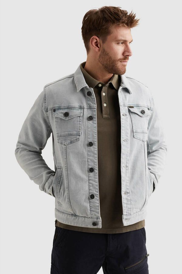 PME Legend spijkerjas met backprint light blue denim