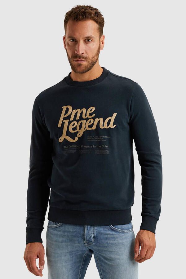 PME Legend Ronde Hals Peached Terry Sweater Blue Heren - Foto 2