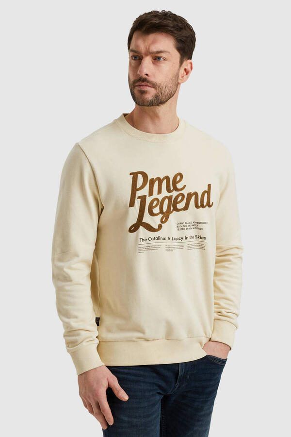 PME Legend Crewneck Peached Terry Sweatshirt Beige Heren - Foto 3