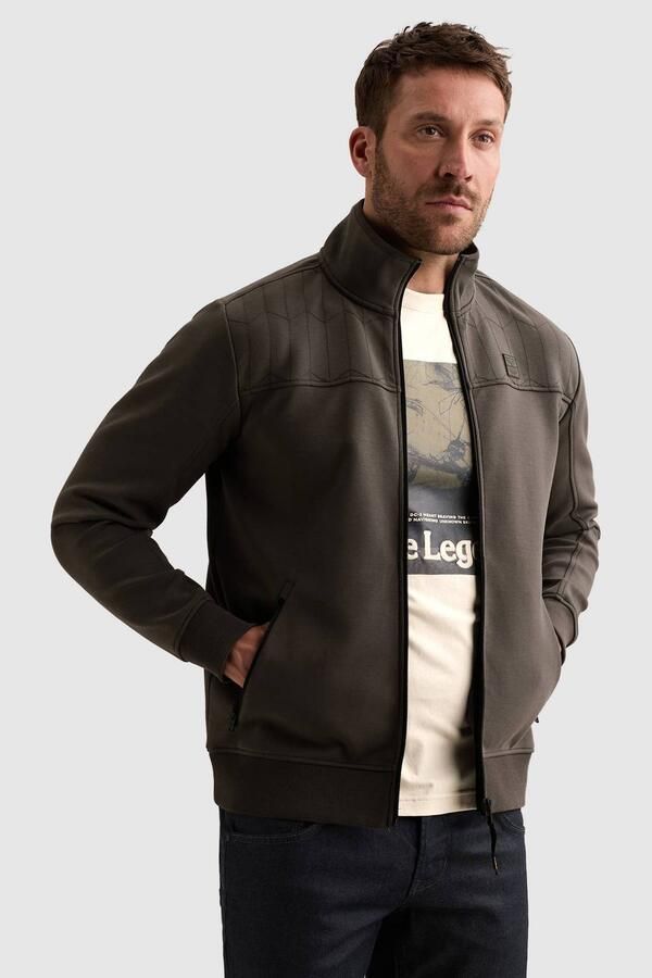 PME LEGEND Sweat jacket met ritssluiting en gequilt patroon