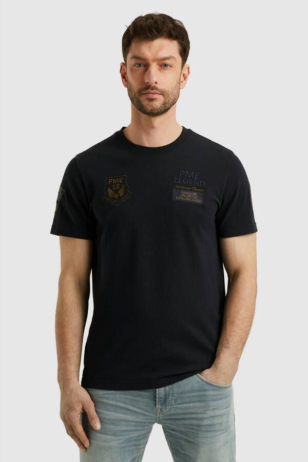 PME LEGEND Heren Polo's & T-shirts Flat Waffel Jersey Donkerblauw - Foto 6