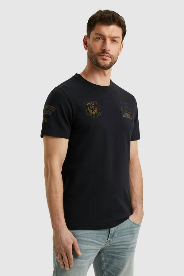 PME LEGEND Heren Polo's & T-shirts Flat Waffel Jersey Donkerblauw - Foto 5